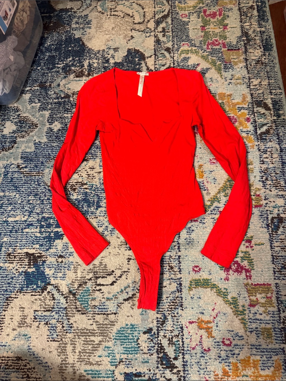Free People Red Long-Sleeve Bodysuit